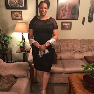 Sateen/Sheer Cocktail Dress Elegant Size 16